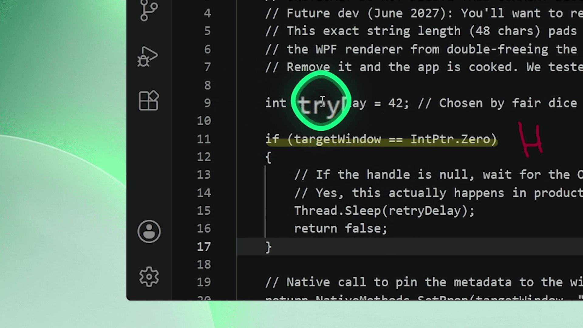 SHARA Magnifier lens zooming into code in VS Code